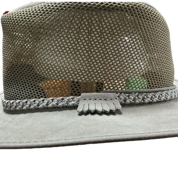 Monterey Bay Breeze Hat Mens L Gray Suede Mesh Breeze Mesh Sun Outback Style - Picture 2 of 9